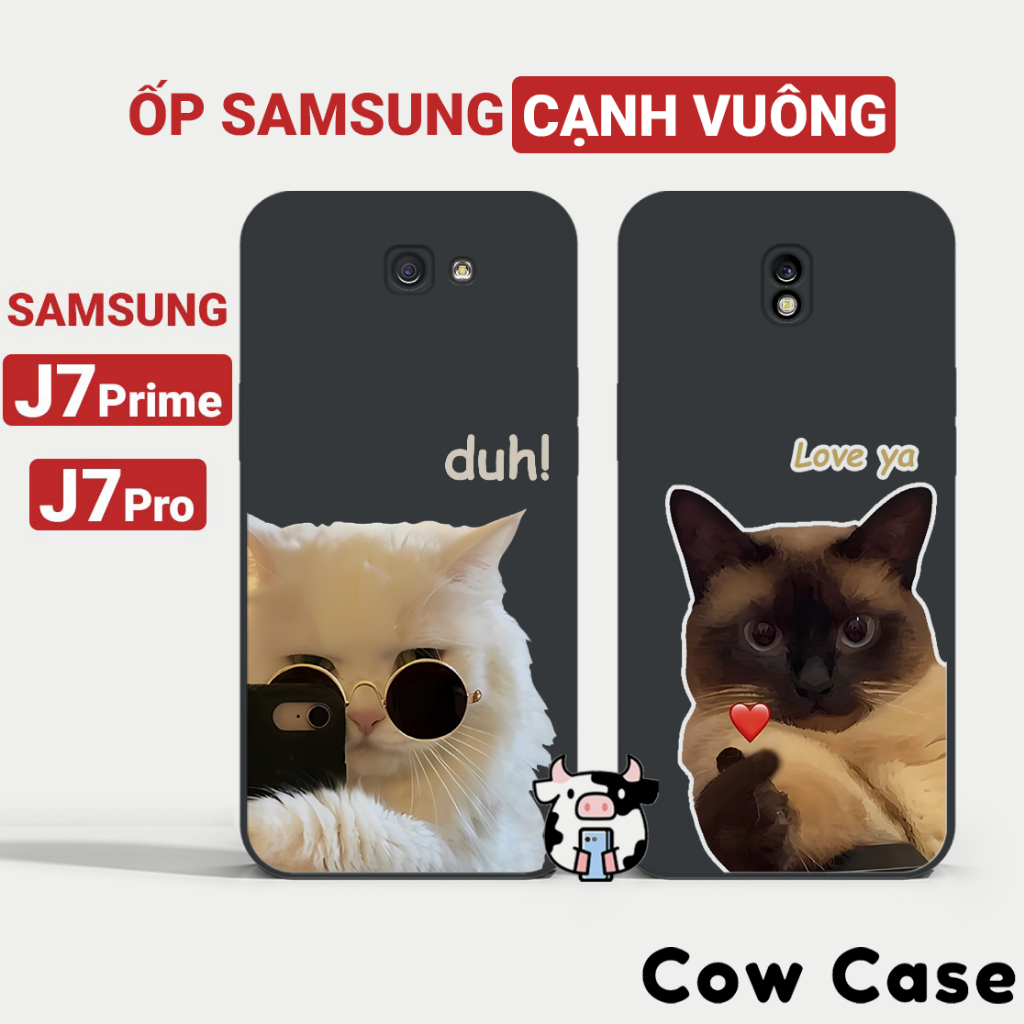 Ốp lưng Samsung J7 Prime, J7 Pro cạnh vuông Cowcase | Vỏ điện thoại SS galaxy bảo vệ camera toàn diện 19BC