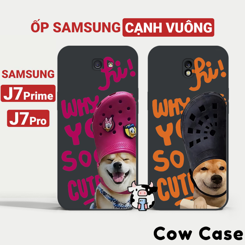 Ốp lưng Samsung J7 Prime, J7 Pro cạnh vuông Cowcase | Vỏ điện thoại SS galaxy bảo vệ camera toàn diện 18BC