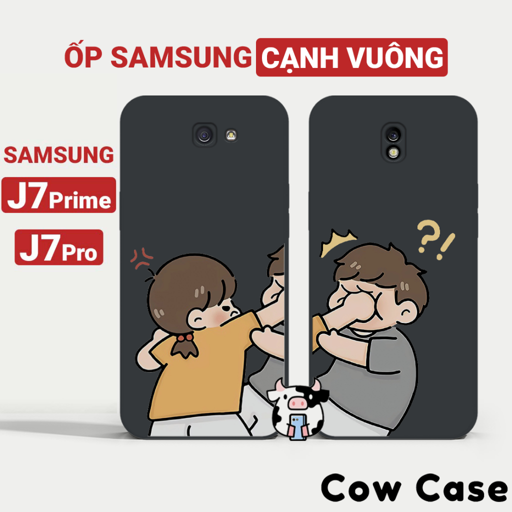Ốp lưng Samsung J7 Prime, J7 Pro cạnh vuông Cowcase | Vỏ điện thoại SS galaxy bảo vệ camera toàn diện 20BC