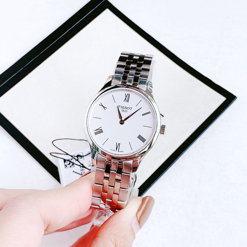Đồng hồ đôi nam nữ dây thép Tissot Tradition T063.409.11.018.00 và T063.209.11.038.00