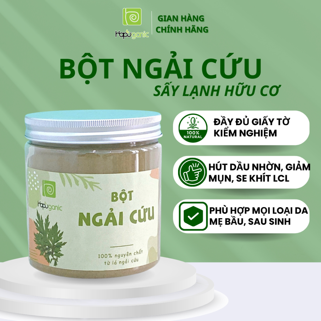 DẠNG HŨ Bột Ngải Cứu Nguyên Chất HaPu Organic Mặt Nạ Bột Thiên Nhiên