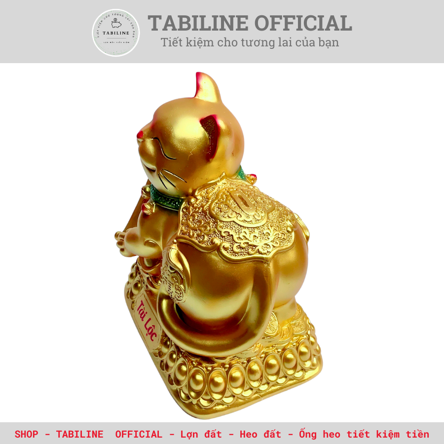 Lợn đất heo đất ống heo tiết kiệm tiền TABILINE mèo nằm vàng đồng vip size to con giáp 2023 LD85
