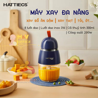 Máy xay đa năng hattiecs dung tích 300ml 8 lưỡi dao chất liệu inox 316 máy xay cháo, thịt cá, rau củ quả cho bé ăn dặm