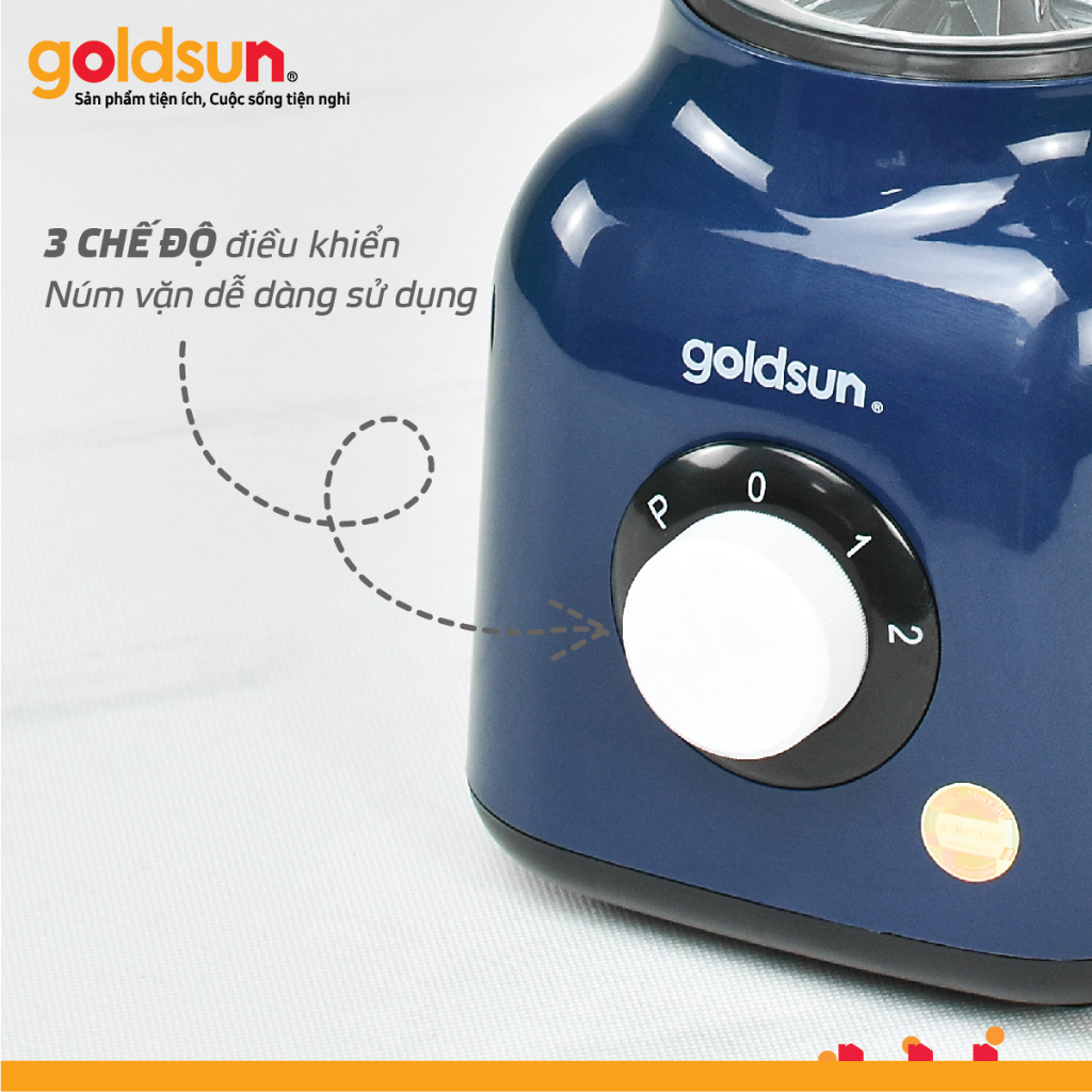 Máy xay sinh tố Goldsun GBL4115 công suất 400W, 3 cối nhựa, lưỡi dao inox 4 cánh