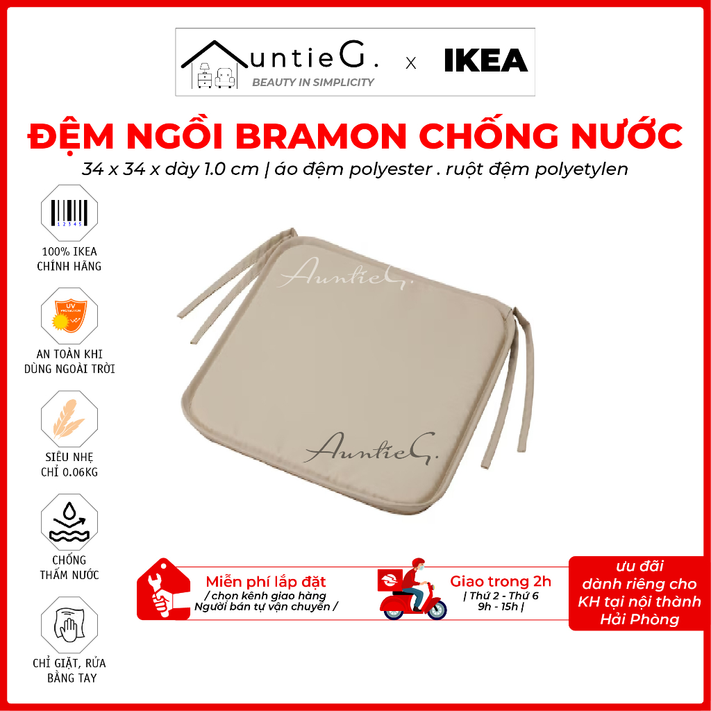 Đệm bramon chống thấm nước 34 x 34 x 10cm dùng cùng ghế adde ikea chính hãng