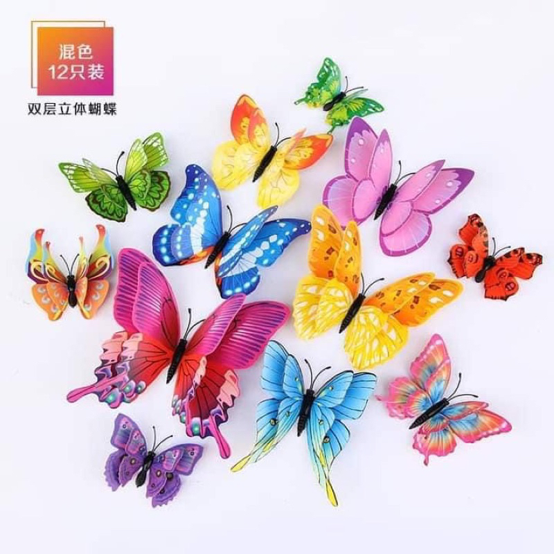 12 con bướm có nam châm trang trí