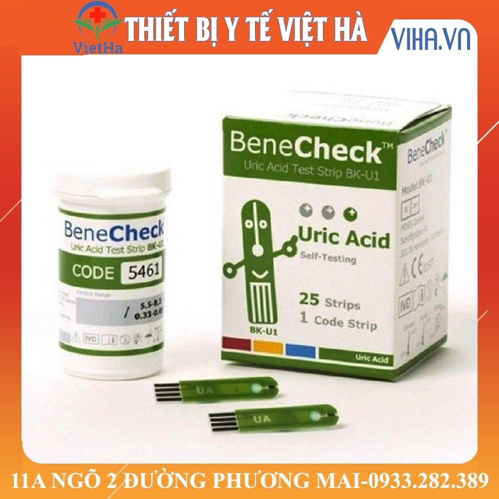 Que Thử Gút (Acid Uric) Máy Đo Đường Huyết Benecheck
