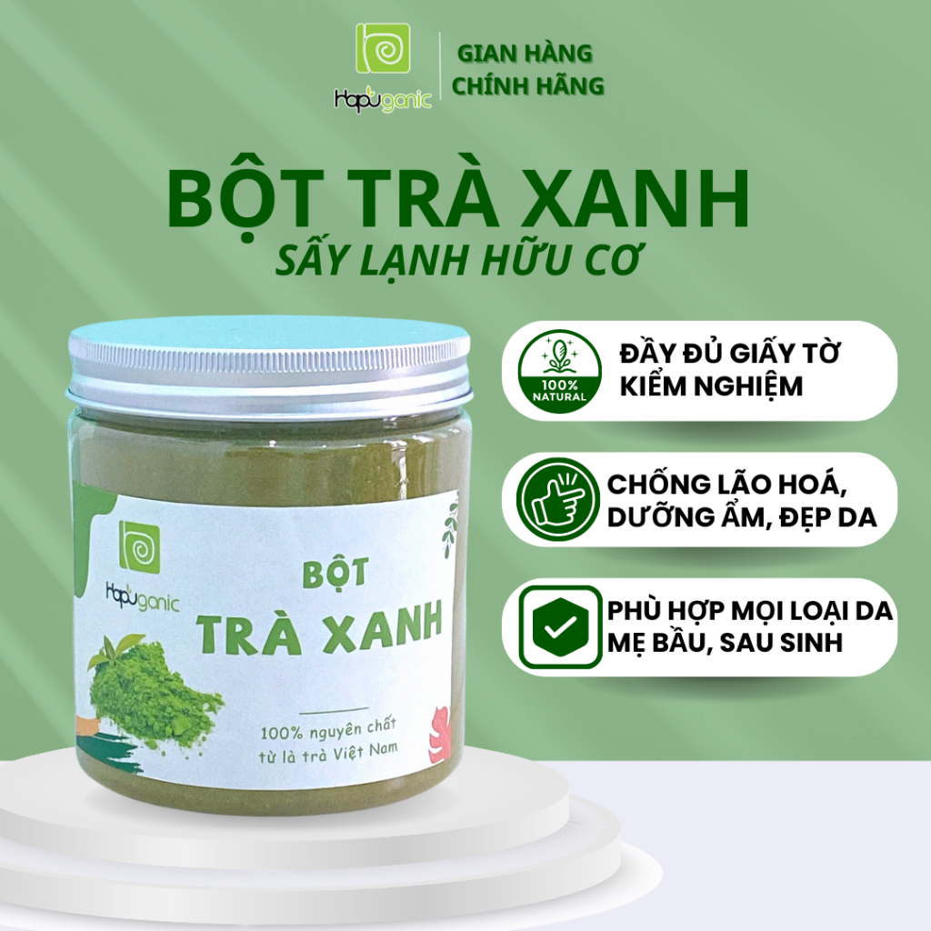 DẠNG HŨ Bột Trà Xanh Sấy Lạnh Nguyên Chất Thiên Nhiên HaPu Organic 100G