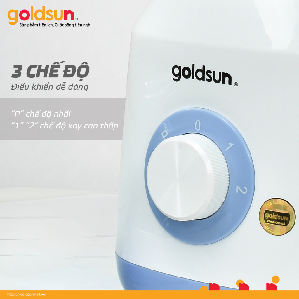 Máy Xay Sinh Tố Goldsun Công Suất 400W Có 3 Cối Thuỷ Tinh Cao Cấp, Lưỡi Dao Inox 4 Cánh - GBL4114