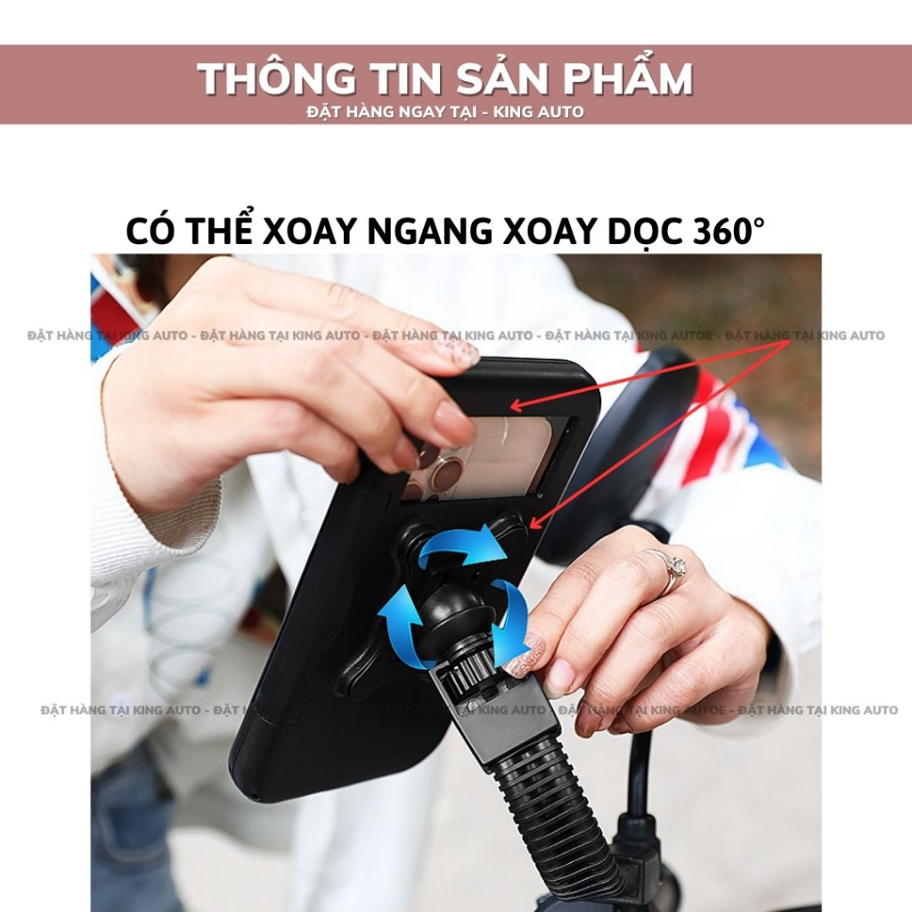 Giá Đỡ Điện Thoại Xe Máy Xe Đạp Xoay 360*  Chống Nước - Tặng Dây Đeo cao cấp | BigBuy360 - bigbuy360.vn