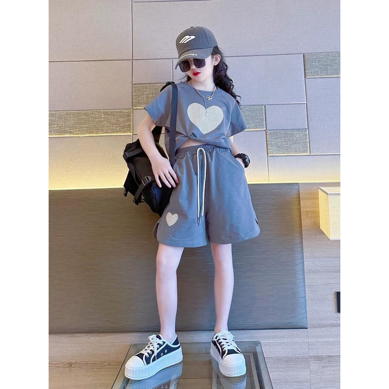 (ORDER) Set, bộ đồ mùa hè cho bé gái hình trái tim quần cạp chun hàng QCCC Tiệm Bông size đại