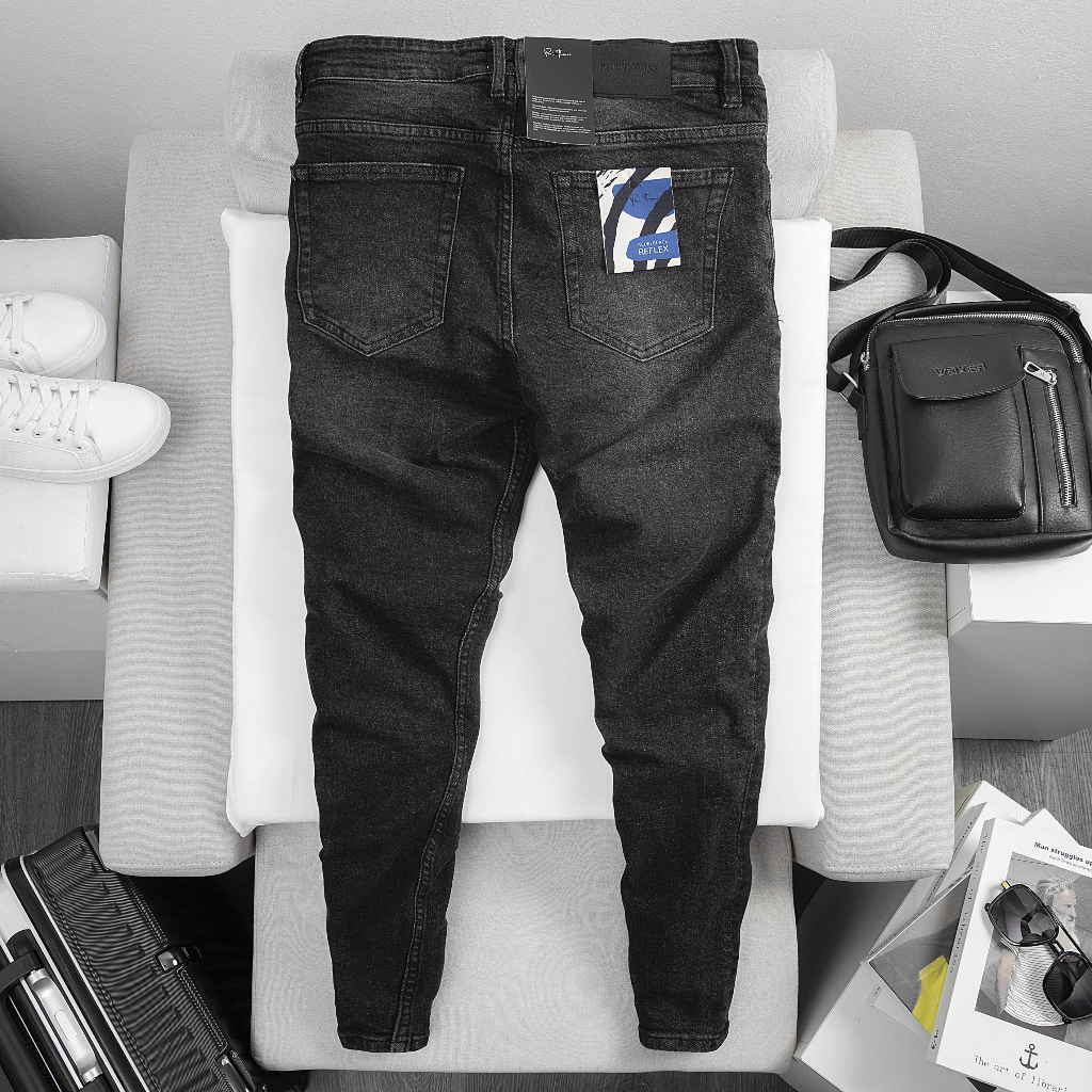 Quần jean nam PAUL THOMAS cao cấp, chuẩn form slim fit, màu đen chỉ vàng