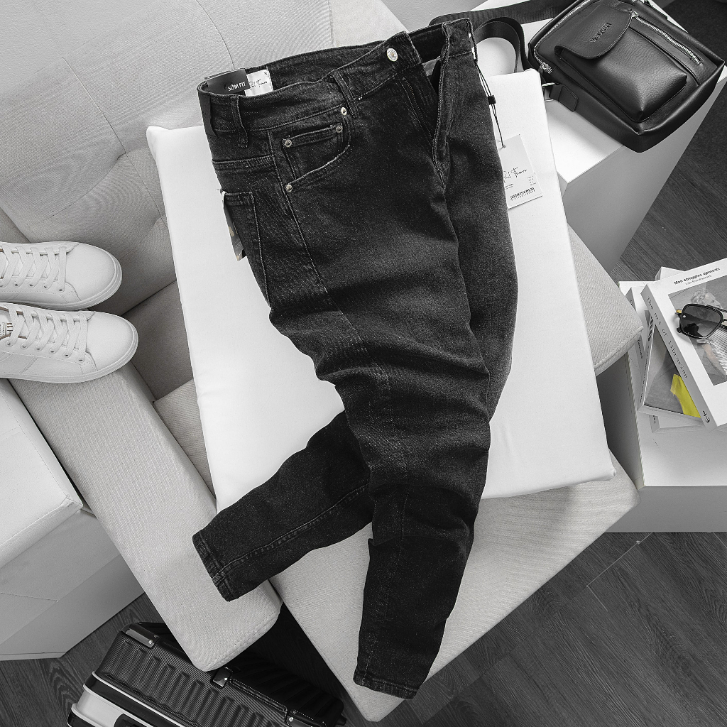 Quần jean nam PAUL THOMAS cao cấp, chuẩn form slim fit, màu đen chỉ vàng