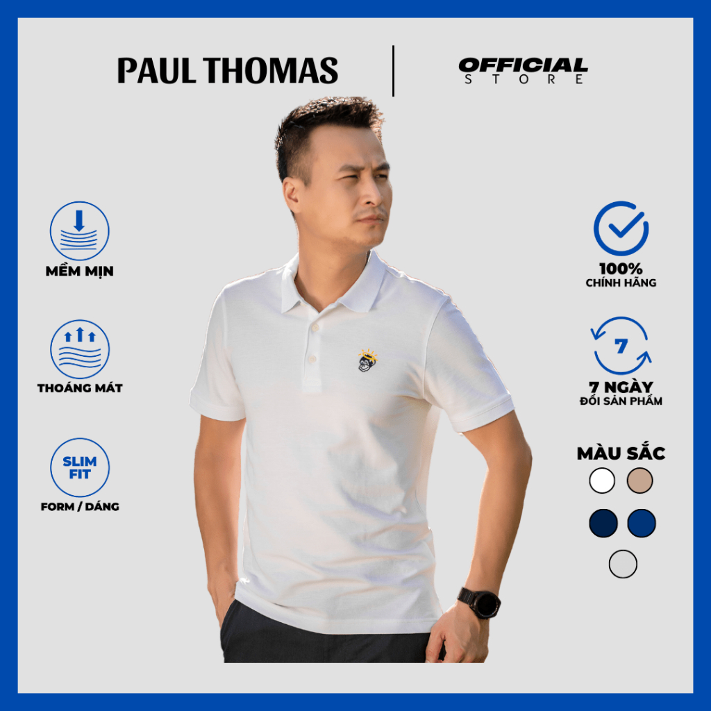 Áo thun có cổ nam hàng chính hãng, dáng slim ôm, chất cotton gai cá sấu, thấm hút mồ hôi, hình thêu đẹp, ko chỉ thừa