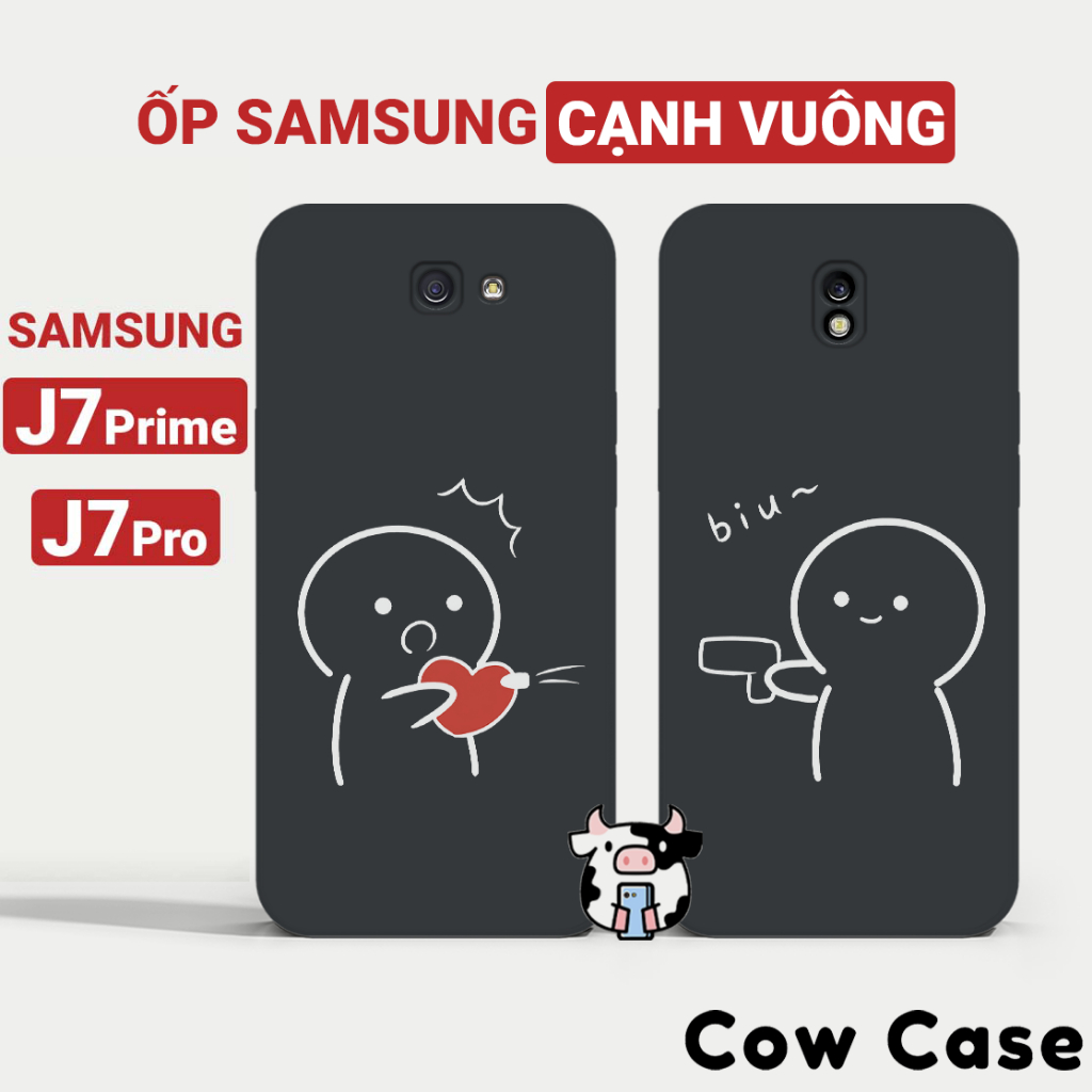 Ốp lưng Samsung J7 Prime, J7 Pro cạnh vuông Cowcase | Vỏ điện thoại SS galaxy bảo vệ camera toàn diện 21BC