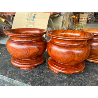 Lư hương thờ - Bát nhang gỗ Hương nguyên khối cỡ đại ngang 20cm - hàng loại 1 vân gỗ siêu đẹp