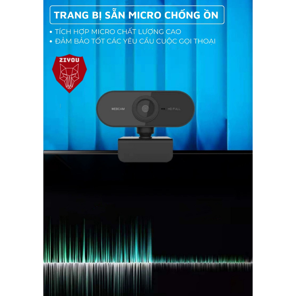 Webcam Máy Tính USB Ziyou Q8 Full HD 1080p Siêu Nét Tích Hợp Micro Đàm Thoại 2 Chiều