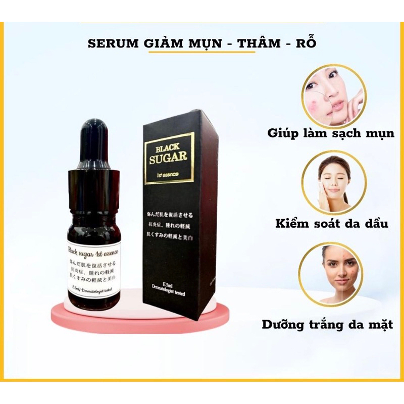 Serum giảm mụn đường đen Black sugar nhật bản, tinh chất căng bóng da, mờ thâm, dưỡng da trắng sáng