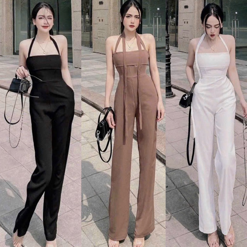 Jum Body Dài Ống Loe Cúp Ngực Dây Choàng Cổ