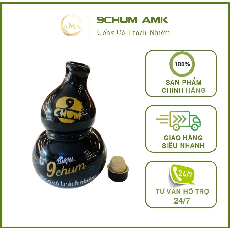 Bình đựng Rượu hồ lô 9Chum, thiết kế sang trọng, đẹp mắt.