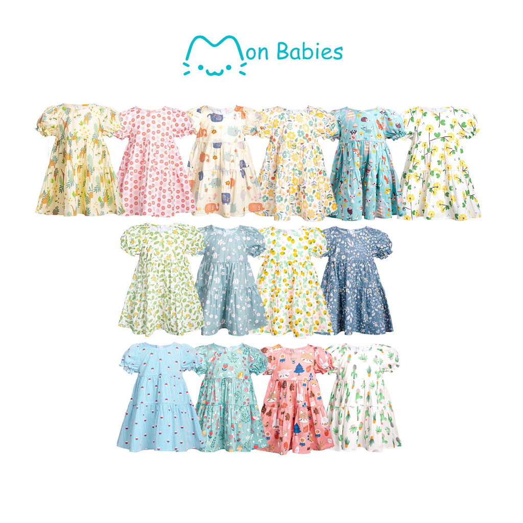 Váy cotton babydoll bé gái đầm bé gái  mềm mát V2TG23S013