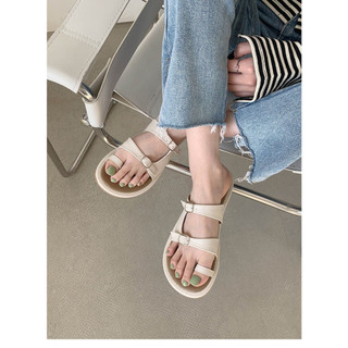 Dép sandal nữ dép xỏ ngón Chất Da Phong cách Retro 2023