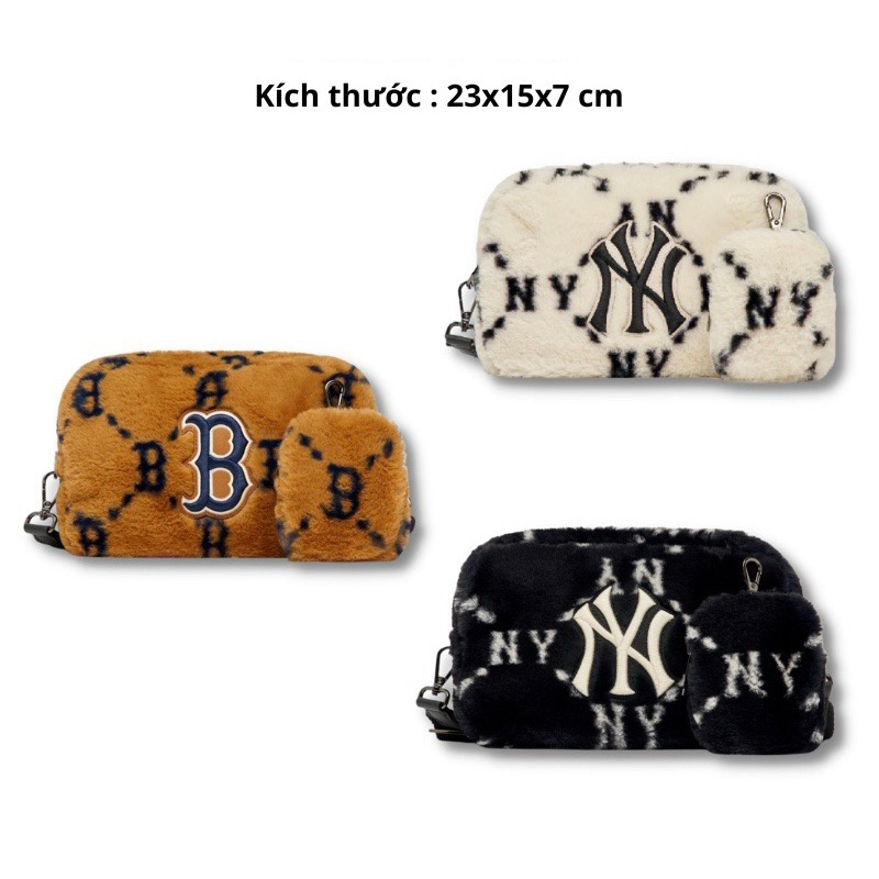 Túi xách đeo chéo lông/kẹp nách M.L.B Basic Fur Fleece lông cừu Hàng chuẩn