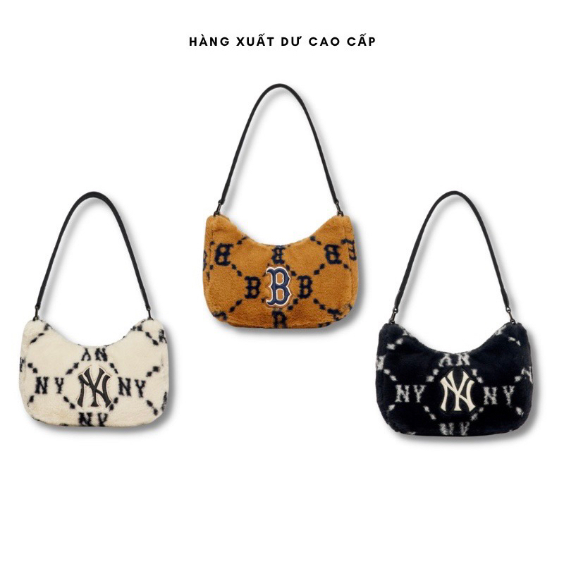 Túi xách đeo chéo lông/kẹp nách M.L.B Basic Fur Fleece lông cừu Hàng chuẩn