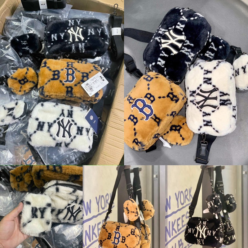Túi xách đeo chéo lông/kẹp nách M.L.B Basic Fur Fleece lông cừu Hàng chuẩn