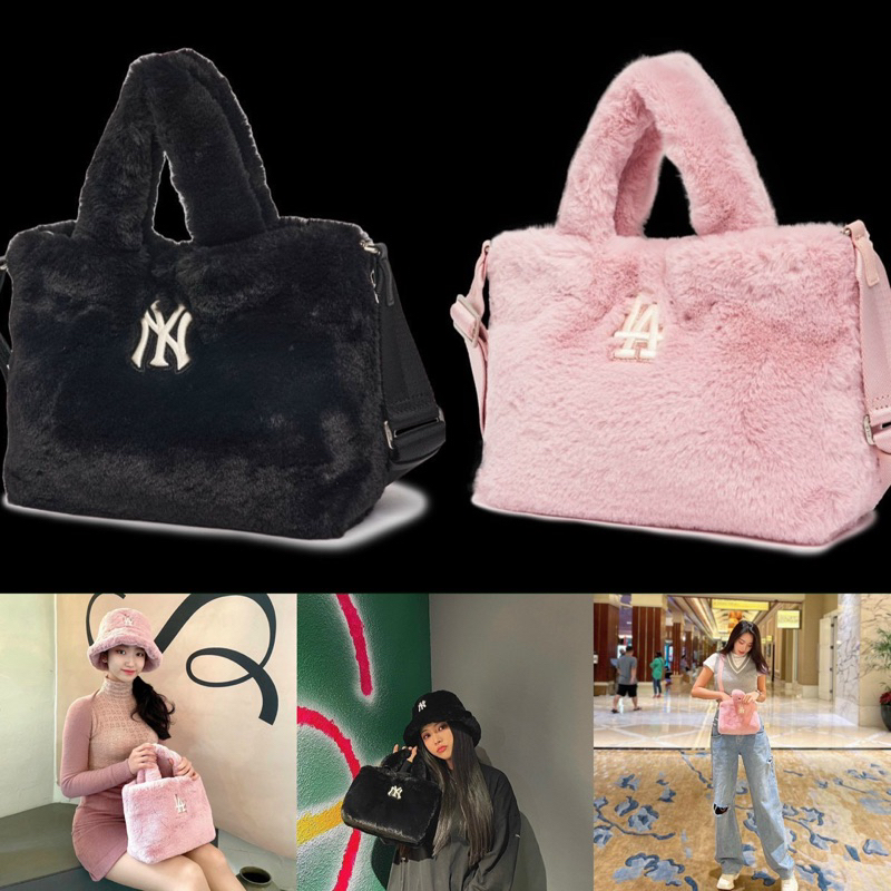 Túi xách đeo chéo lông/kẹp nách M.L.B Basic Fur Fleece lông cừu Hàng chuẩn