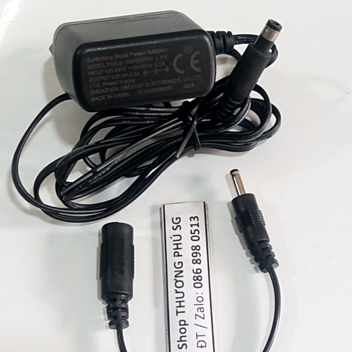 Adapter DC 12V - 0.5A (Đầu Lớn) + Cáp đổi đầu nguồn ra: 3.5mm x 1.35mm (ZIN)