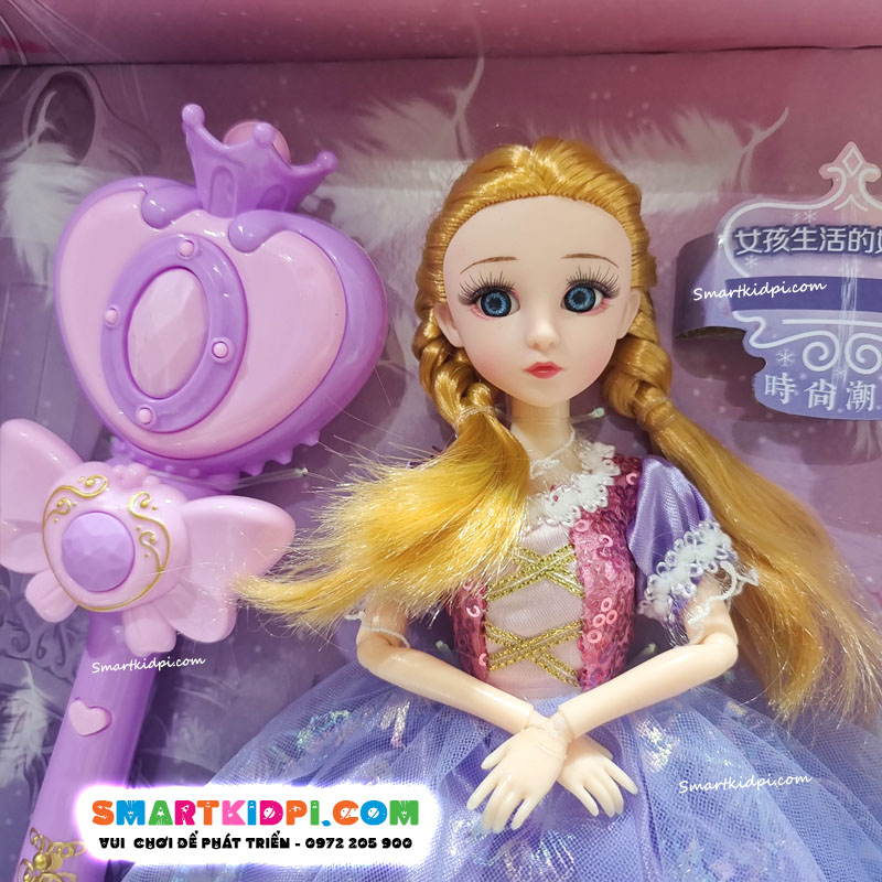 Búp bê elsa loại đẹp kèm gậy phát sáng, vương miệng công chúa, quần áo thay thế cho búp bê