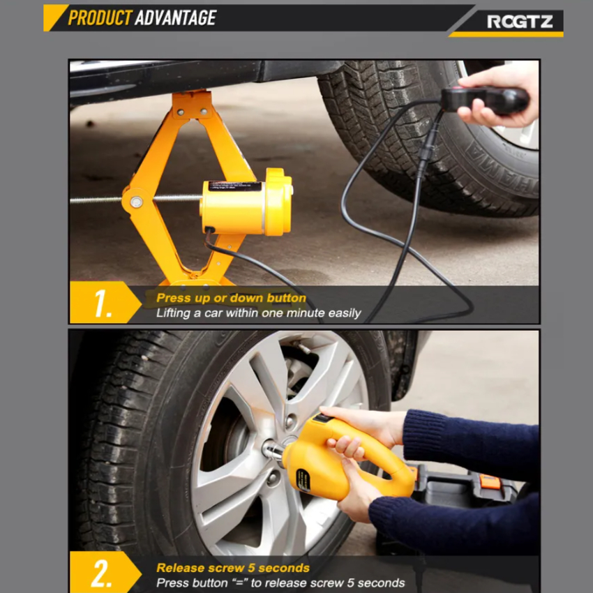 Bộ nâng kích gầm điện ô tô thương hiệu ROGTZ TY-EJ02 2 tấn, DC12V, nâng tối đa 35cm - Hàng Chính Hãng