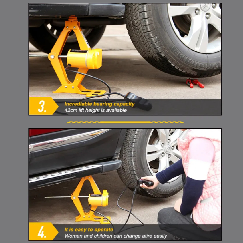 Bộ nâng kích gầm điện ô tô thương hiệu ROGTZ TY-EJ02 2 tấn, DC12V, nâng tối đa 35cm - Hàng Chính Hãng