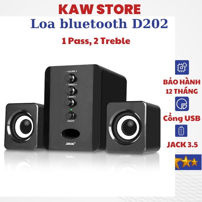 Bộ Loa Máy Tính USB KAW D202 Công Suất Lớn Bass Chuẩn, Âm Thanh Tuyệt Đỉnh-BẢO HÀNH CHÍNH HÃNG