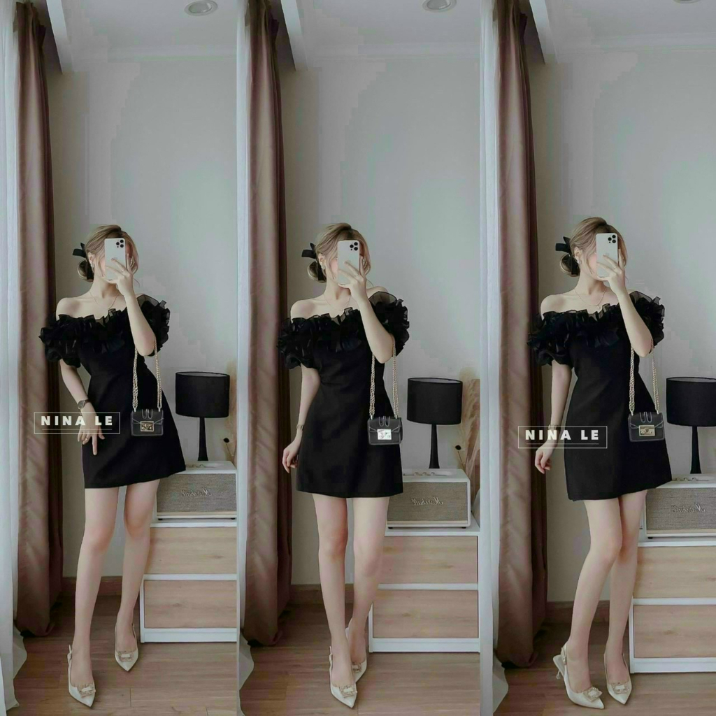 Đầm trễ vai bèo xòe, ôm eo váy dáng chữ A duyên dáng, quý phái cho nàng đi chơi, đi tiệc