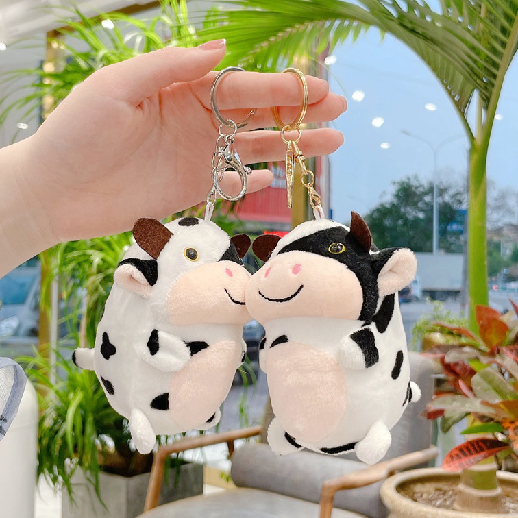 Móc Khoá Nhồi Bông Con Bò Sữa Chất Đẹp