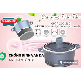 NỒI ĐÁ ĐÁY TỪ SUNHOUSE 20CM - 24CM (20 cm/24 cm), mã sản phẩm Sunhouse mama vân đá đáy từ