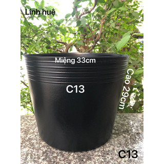 { 10 Cái } Chậu Nhựa Trồng Cây C13 Đen Loại Dày Dặn 32x28