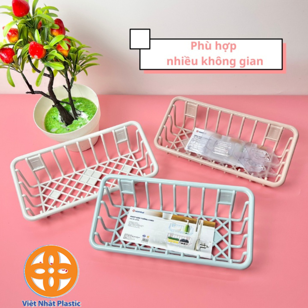 Combo 3 khay nhựa caro đựng đồ nhà tắm, khay dán tường nhà bếp nhựa việt nhật 5700