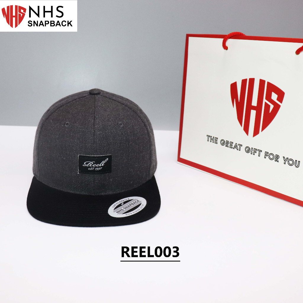 Nón NHS Snapback Reel xám kết đen Classic thời trang REEL003.