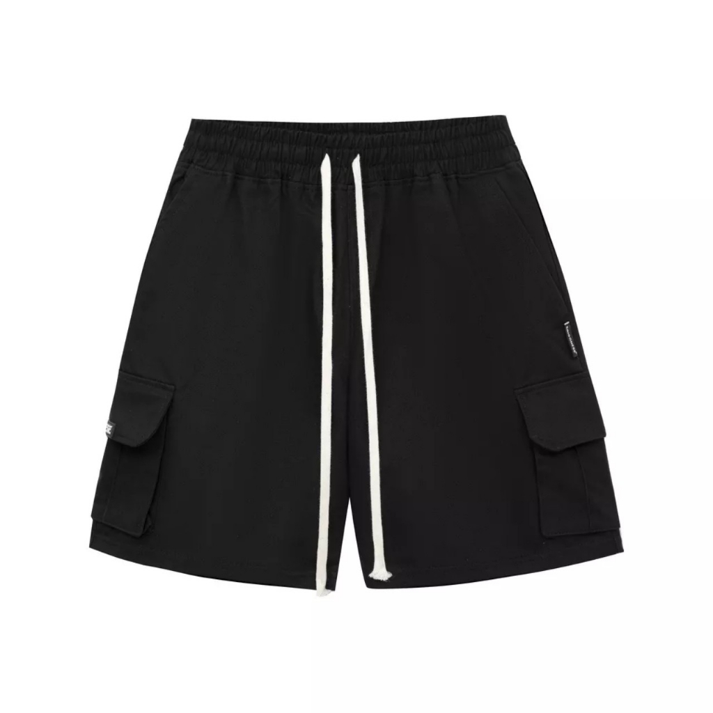 Quần Short Unisex Cargo Nam Nữ Quần Đùi Form Túi Hộp / Đen