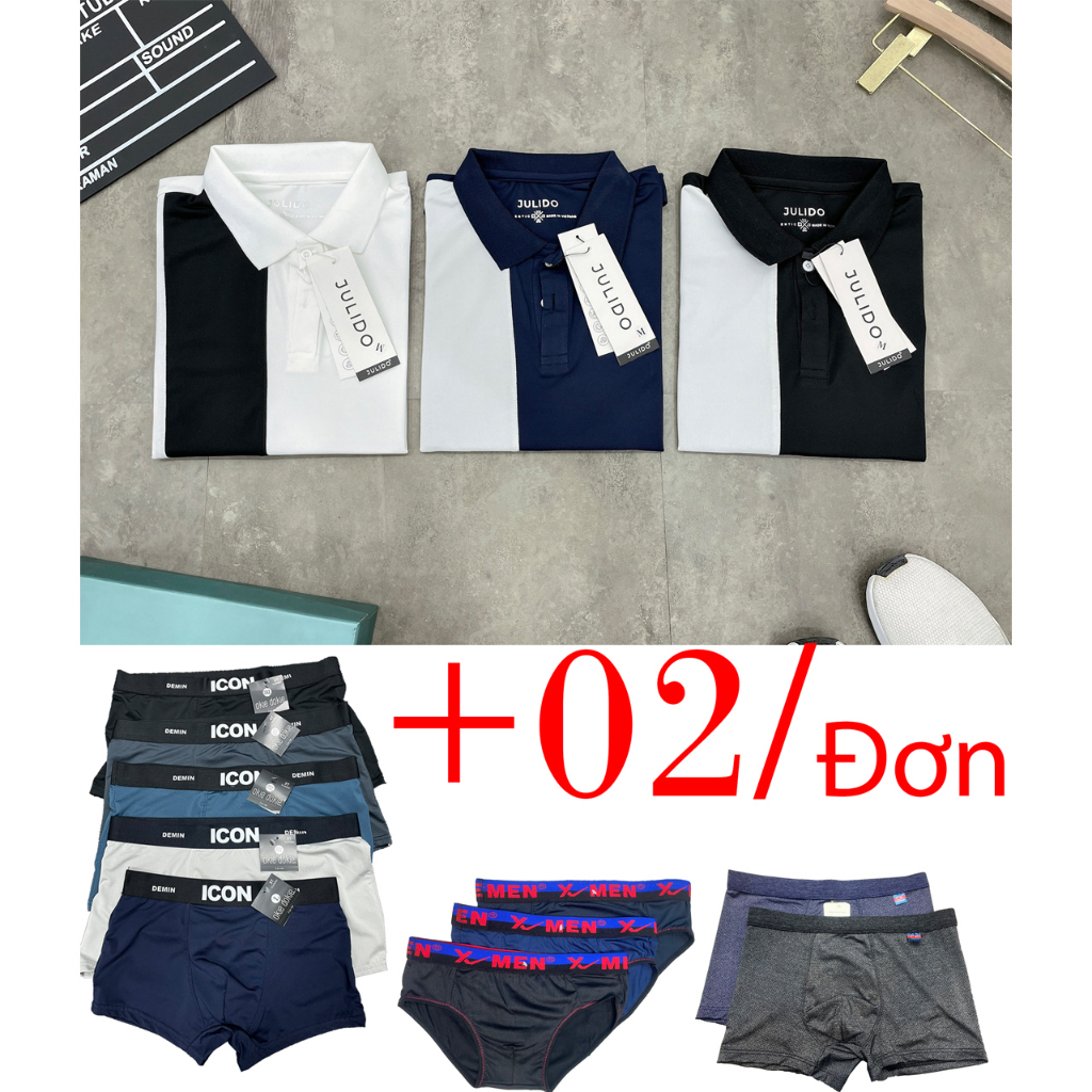 Áo Polo nam Julido (TẶNG ĐỒ LÓT NAM) phối sọc vải cá sấu Cotton cao cấp, sang trọng lịch lãm chuẩn from 2023