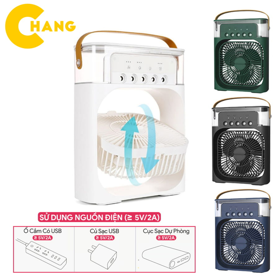 Quạt Điều Hòa Hơi Nước Thế Hệ Mới Có Thể Hẹn Giờ ,Quạt Hơi Nước Mini, Quạt Phun Sương Để Bàn Tích Hợp Đèn Led Nhiều Màu