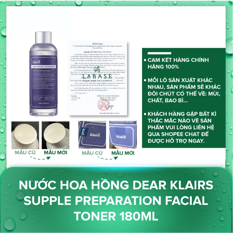 Nước Hoa Hồng Klairs Supple Preparation Facial Toner Có Mùi 180ml