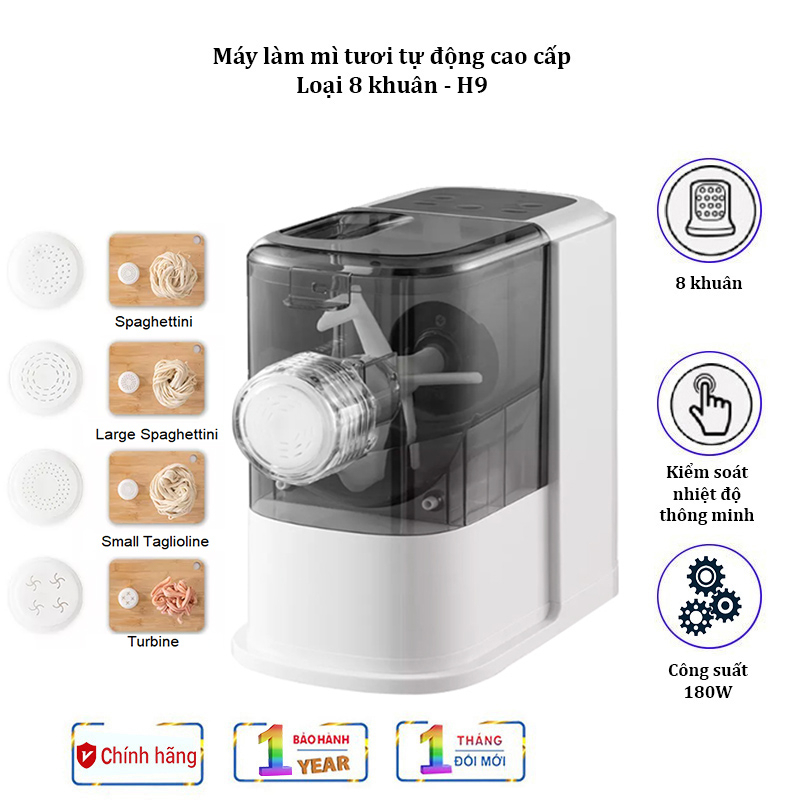 [ BẢO HÀNH 1 NĂM] Máy làm mì sợi tươi, nui, đồ ăn vặt tự động H9 có 8 loại khuân mì sợi khác nhau, Công suất 180W
