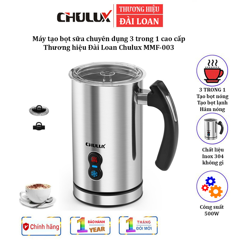 [Bh 1 NĂM] Máy tạo bọt đánh sữa Chulux MMF-003 3 trong 1 Công suất 500W Thương hiệu Đài Loan