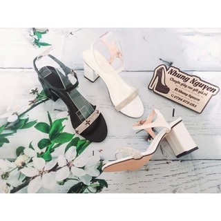 Sandals gót vuông quay xoàn đá