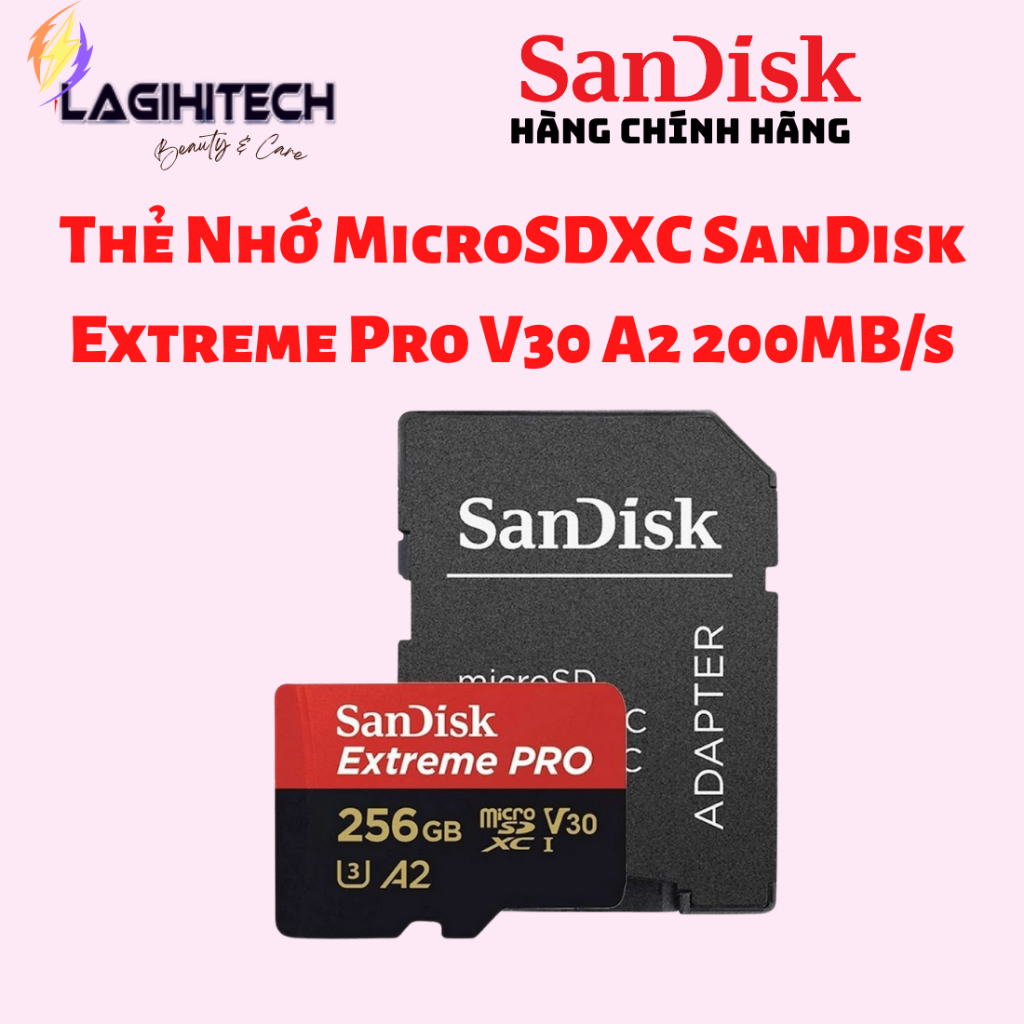 Thẻ Nhớ MicroSDXC SanDisk Extreme Pro 64GB / 128GB / 256GB V30 A2 200MB/s Bảo hành 5 năm - Chính Hãng Sandisk