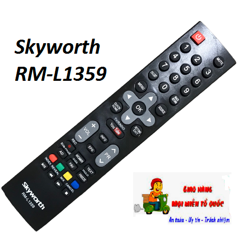 Điều khiển tivi skyworth RM-L1359 smart, Hàng tốt loại 1, Tặng pin !